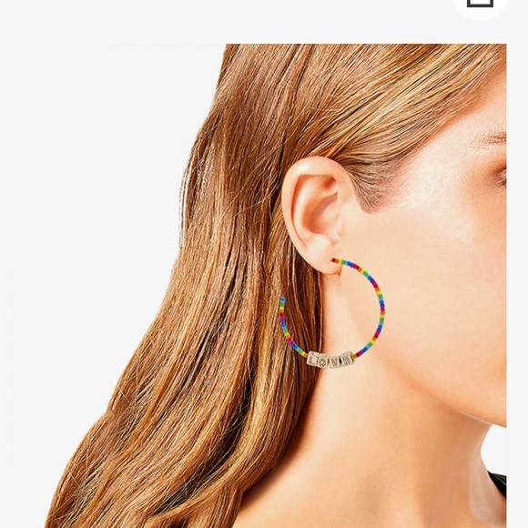 NWT Betsey Johnson Rainbow Hoop Earrings - Picture 6 of 6